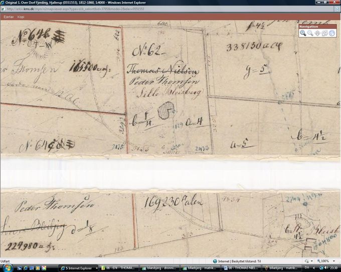 Lille Bleisberg - matrikelkort over Dorf Fjerding, Hjallerup - Dronninglund Sogn - 1812-1860